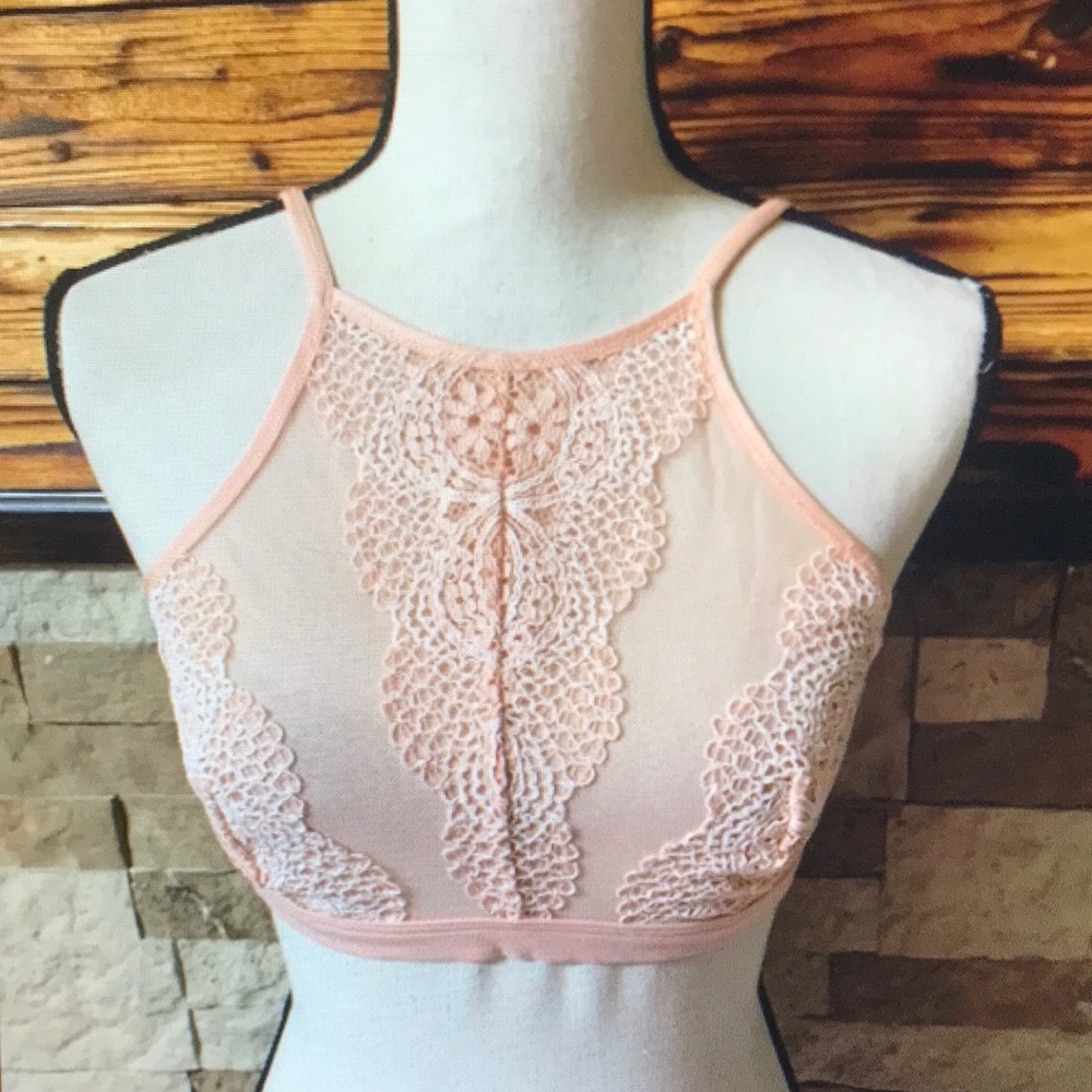 Pink Lace Bandeau with Floral Design